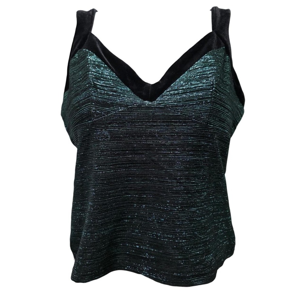 Teal Metallic Tank with velvet straps. New old stock